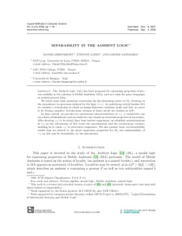 Separability in the Ambient Logic