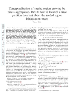 Conceptualization of seeded region growing by pixels aggregation. Part
  2: how to localize a final partition invariant about the seeded region
  initialisation order
