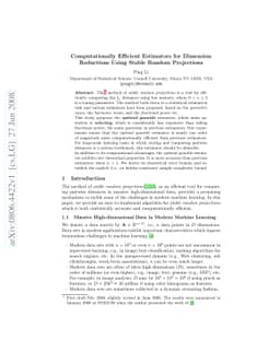 Computationally Efficient Estimators for Dimension Reductions Using
  Stable Random Projections