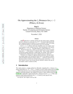 On Approximating the Lp Distances for p>2