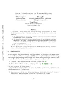 Sparse Online Learning via Truncated Gradient