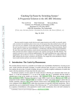 Catching Up Faster by Switching Sooner: A Prequential Solution to the
  AIC-BIC Dilemma