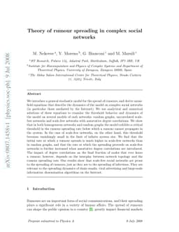 Theory of Rumour Spreading in Complex Social Networks