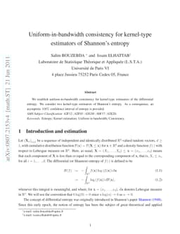Uniform-in-bandwidth consistency for kernel-type estimators of Shannon's
  entropy