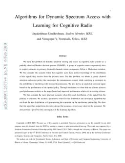 Algorithms for Dynamic Spectrum Access with Learning for Cognitive Radio
