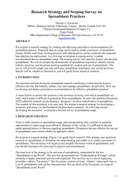 Research Strategy and Scoping Survey on Spreadsheet Practices