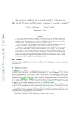 Asymptotic analysis for a simple explicit estimator in Barndorff-Nielsen
  and Shephard stochastic volatility models