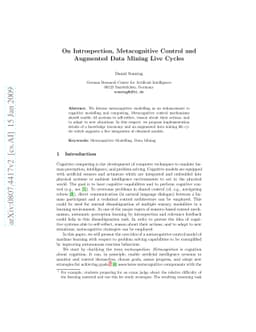 On Introspection, Metacognitive Control and Augmented Data Mining Live
  Cycles