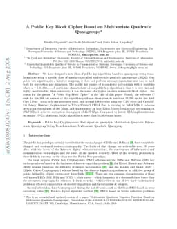 A Public Key Block Cipher Based on Multivariate Quadratic Quasigroups
