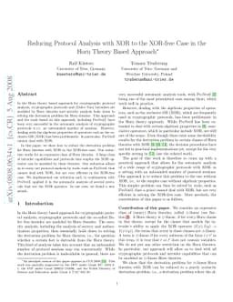 Reducing Protocol Analysis with XOR to the XOR-free Case in the Horn
  Theory Based Approach