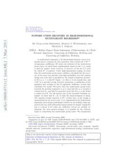 Support union recovery in high-dimensional multivariate regression