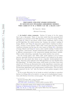 Discussion: One-step sparse estimates in nonconcave penalized likelihood
  models: Who cares if it is a white cat or a black Cat?