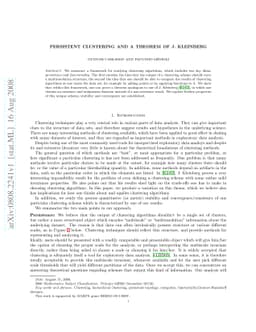 Persistent Clustering and a Theorem of J. Kleinberg
