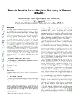 Towards Provable Secure Neighbor Discovery in Wireless Networks