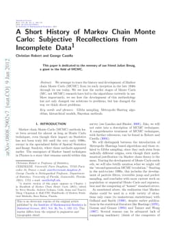 A Short History of Markov Chain Monte Carlo: Subjective Recollections
  from Incomplete Data