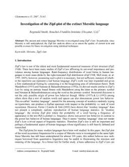 Investigation of the Zipf-plot of the extinct Meroitic language