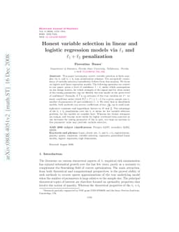 Honest variable selection in linear and logistic regression models via
  $\ell_1$ and $\ell_1+\ell_2$ penalization