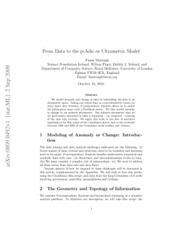 From Data to the p-Adic or Ultrametric Model