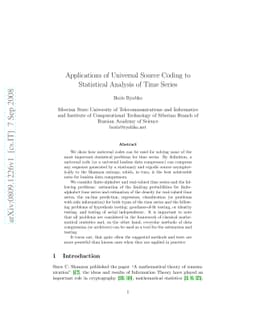 Applications of Universal Source Coding to Statistical Analysis of Time
  Series