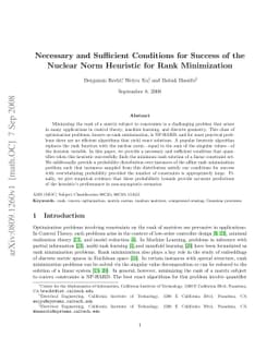 Necessary and Sufficient Conditions for Success of the Nuclear Norm
  Heuristic for Rank Minimization