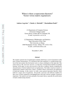 When is there a representer theorem? Vector versus matrix regularizers