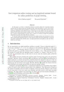 Low congestion online routing and an improved mistake bound for online
  prediction of graph labeling