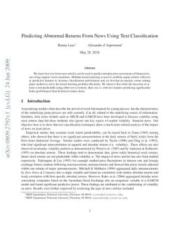 Predicting Abnormal Returns From News Using Text Classification