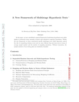 A New Framework of Multistage Hypothesis Tests