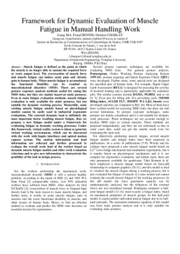 Framework for Dynamic Evaluation of Muscle Fatigue in Manual Handling
  Work