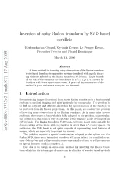Inversion of noisy Radon transform by SVD based needlet