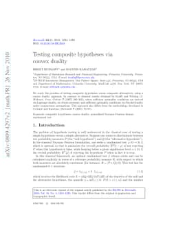 Testing composite hypotheses via convex duality
