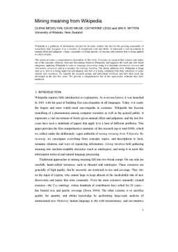 Mining Meaning from Wikipedia
