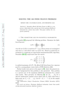 Solving the 100 Swiss Francs Problem
