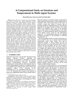 A Computational Study on Emotions and Temperament in Multi-Agent Systems