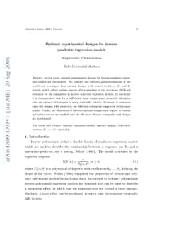 Optimal experimental designs for inverse quadratic regression models