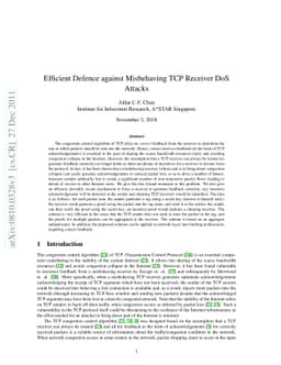 Efficient Defence against Misbehaving TCP Receiver DoS Attacks