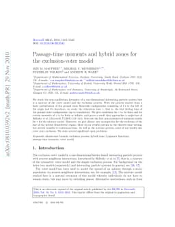 Passage-time moments and hybrid zones for the exclusion-voter model