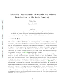 Estimating the Parameters of Binomial and Poisson Distributions via
  Multistage Sampling