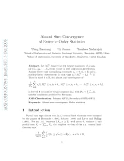 Almost Sure Convergence of Extreme Order Statistics