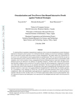 Oracularization and Two-Prover One-Round Interactive Proofs against
  Nonlocal Strategies