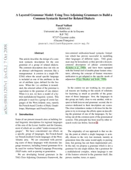 A Layered Grammar Model: Using Tree-Adjoining Grammars to Build a Common
  Syntactic Kernel for Related Dialects