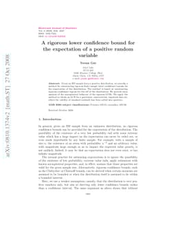 A rigorous lower confidence bound for the expectation of a positive
  random variable