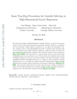 Some Two-Step Procedures for Variable Selection in High-Dimensional
  Linear Regression
