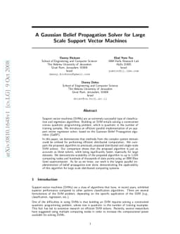 A Gaussian Belief Propagation Solver for Large Scale Support Vector
  Machines