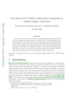 On connectivity of fibers with positive marginals in multiple logistic
  regression