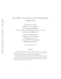 Divisibility, Smoothness and Cryptographic Applications