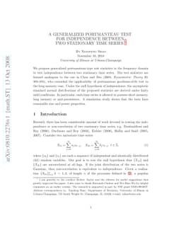 A generalized portmanteau test of independence between two stationary
  time series