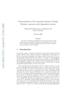Concentration of the spectral measure of large Wishart matrices with
  dependent entries