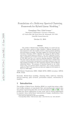 Foundations of a Multi-way Spectral Clustering Framework for Hybrid
  Linear Modeling