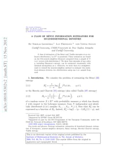 A class of Rényi information estimators for multidimensional
  densities